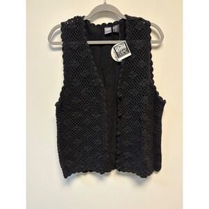 VTG NWT 90's Floral Knit Cardigan Vest Cottagecore By Freeze Frame SEARS